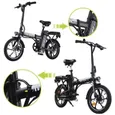 AVDLEU - Vélo Électrique Pliable - Roues 16" - Moteur 250W 25km/h - Batterie 36V 11.4Ah - Autonomie 40-80km (Mode ASSIST) - Noir