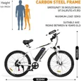 COLORWAY Vélo Électrique Blanc, VTT 26" E-Bike Vélo Assistance Électrique avec Batterie Amovible 36V 15Ah, Shimano 7 Vitesses