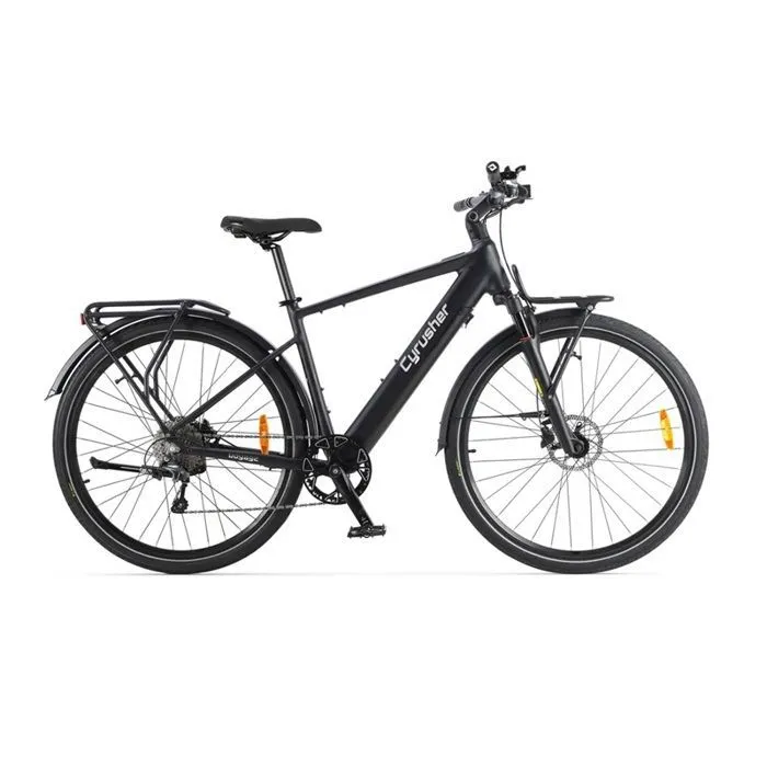 Cyrusher Voyage Vélo électrique, Noir, Assistance kilométrage 65KM, Vitesse maximale 25KM/H, Bafang 250W moteur brushless