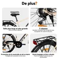 Hiland 26" Vélo électrique, E-MTB avec moteur 250 W, batterie 36 V 10,4 Ah, 7 vitesses pour hommes et femmes,freins à disque,beige