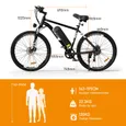 HITWAY Vélo Électrique 26" Noir, VAE avec batterie amovible 36V/12AH, Shimano 7-Vitesses, VTT Ville E-Bike