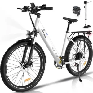 HITWAY Vélo Électrique 28" Blanc, Vélo de Montagne, VAE E-Bike, Moteur 250W et Batterie amovible 36V 12Ah, VTT Shimano 7-Vitesses