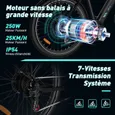 HITWAY Vélo Électrique 28" Noir, Vélo de Montagne, VAE E-Bike, Moteur 250W et Batterie amovible 36V 12Ah, VTT Shimano 7-Vitesses