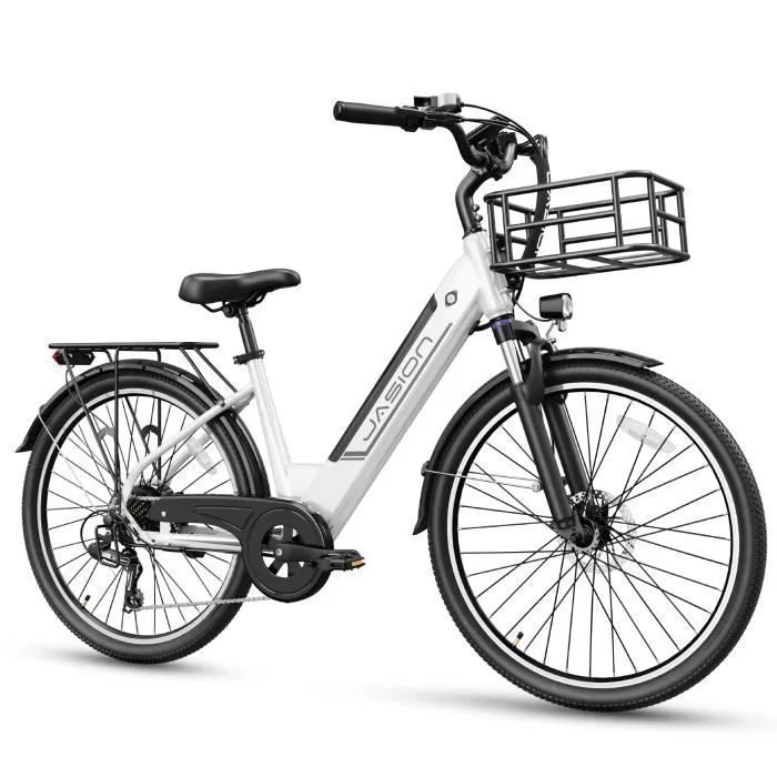 Vélo Électrique - JASION 26" - Roamer - 750W - Batterie Amovible 48V 11Ah - Shimano 7 Vitesses - Pédalage Assisté- Panier avant