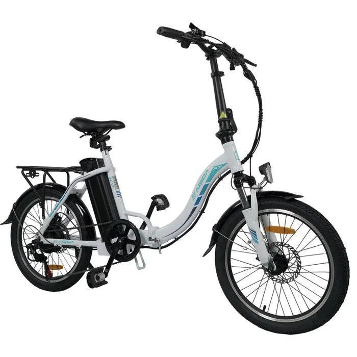 KAISDA K7 Vélo Électrique Pliable 20”- Moteur 350W Batterie 36V13AH - Autonomie 70km - Shimano 7 Vitesses - Freins à disque,Blanc