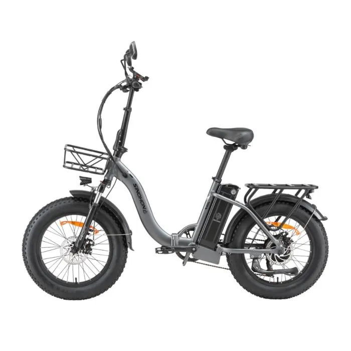 SINOHON B20 vélo électrique, Gris,Moteur 500W, Batterie au lithium 48V15AH, Changement de vitesse SHIMANO 7, Vitesse 25KM/H