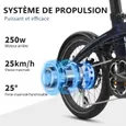 VANKEL FF2 Vélo Électrique Pliable 20" – Moteur 250W – Batterie 756Wh – Shimano 8 Vitesses – Compact et Léger – bleu – Image 7