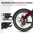 VANKEL FF2 Vélo Électrique Pliable 20" – Moteur 250W – Batterie 756Wh – Shimano 8 Vitesses – Compact et Léger – rouge – Image 5