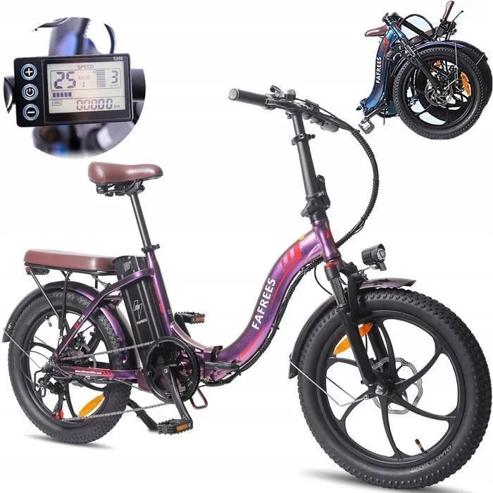 Vélo électrique pliant - FAFREES - F20 Pro - 250W - 7 vitesses - 20 pouces - Pourpre éblouissant