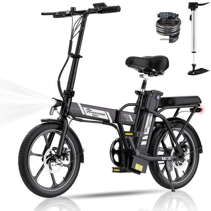 Vélo électrique Pliable Adulte EVERCROSS TECH Pneus 16 EK5- Batterie amovible 36V Freins Double - Noir
