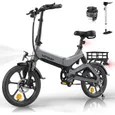 Vélo électrique pliable HITWAY de 16" Gris - Alliage de magnésium - Hauteur réglable - Freins à Double Disque – Image 7