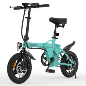 Vélo Électrique Pliable - ESKUTE F100 - Roues 14" - Moteur 250W - Batterie 36V9Ah - MAX Autonomie 35-60km - Bleu