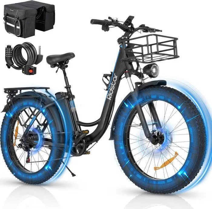 Vélo Électrique-26"*4.0 pneus tout terrain-Moteur 1500W-Batterie Amovible 48V/20Ah-Autonomie 40-60km-Shimano 7 vitesses-Noir