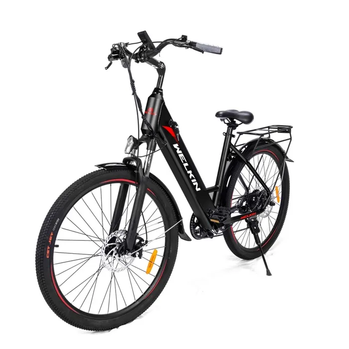 WELKIN Vélo électrique, Noir, Moteur 500W Batterie 36V 15AH, 25KM/H Autonomie 100KM, Envoyer panier de voiture avant