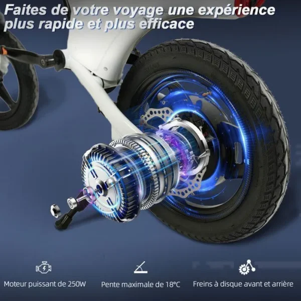 Vélo Électrique Pliable - YEE GOO - LE003 - Roues 14" - Moteur 250W 25km/h - Autonomie 30-45km – Image 4