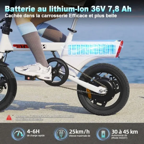 Vélo Électrique Pliable - YEE GOO - LE003 - Roues 14" - Moteur 250W 25km/h - Autonomie 30-45km – Image 3